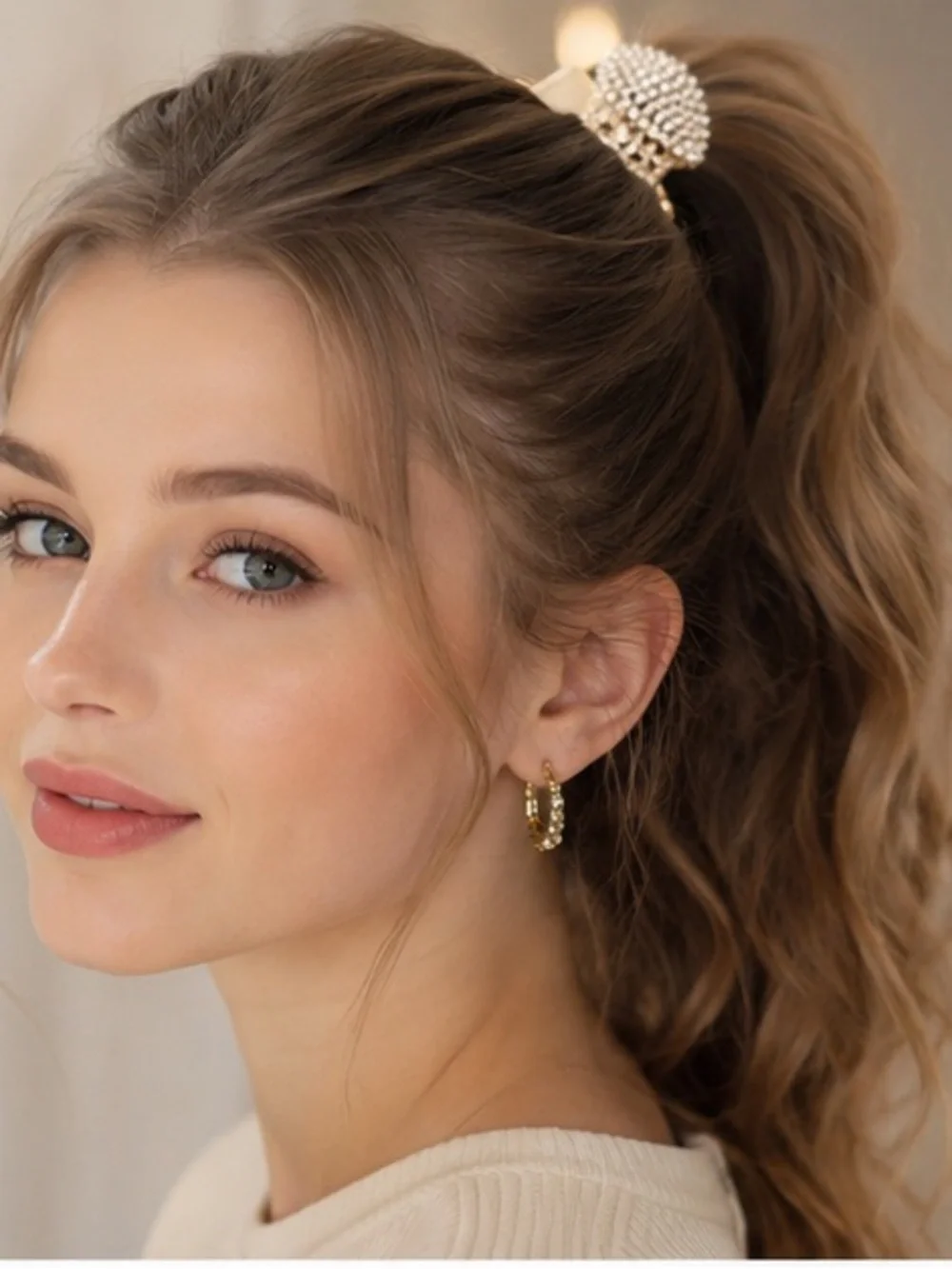 Gold Crystal Hair Claw Clip